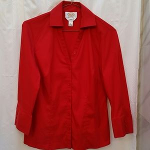 *SOLD* Talbots 3/4 Red Button Blouse Shirt Size 2